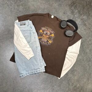 Vintage Daytona Beach Bike Week 2018 T Shirt Brown XL Biker Skull Graphic Tee